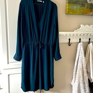 Babaton silk Teal Long-Sleeve Dress L